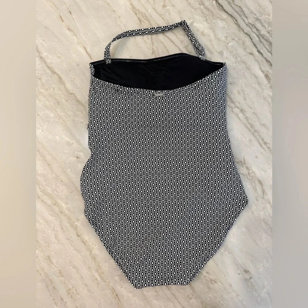 NWT DKNY One Piece Swim Suit Black and White Geometric Print Women’s size L - Picture 7 of 10